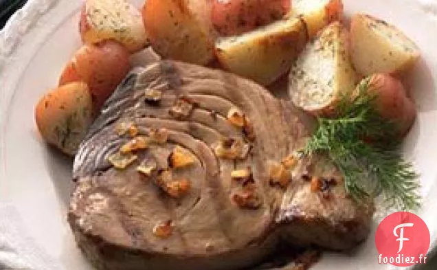 Steaks De Thon Grillés Au Beurre D'Oignon Et D'Aneth
