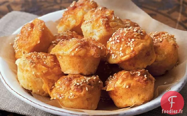 Mini Muffins au Sésame et au Cheddar