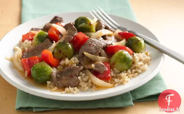 Sauté de Choux de Bruxelles et Steak