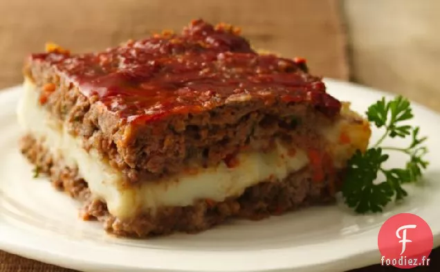 Carrés De Pain De Viande Farcis À la Purée de Pommes De Terre Sans Gluten