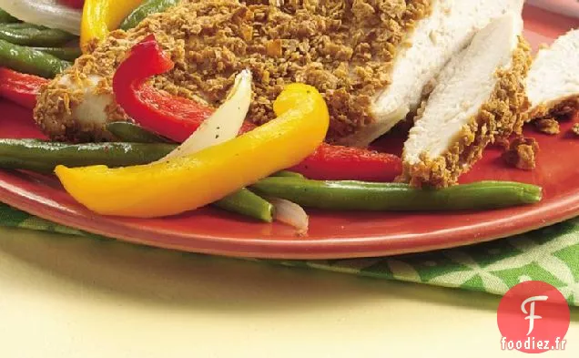 Poulet Frit Cajun et Légumes Rôtis
