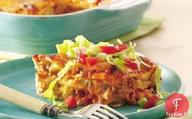 Casserole d'Enchilada de Poulet au Chili en Couches