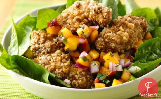 Salade de Poulet Croustillante aux Pêches