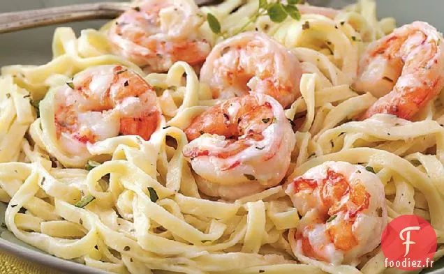Crevettes et Pâtes Crémeuses à l'Ail