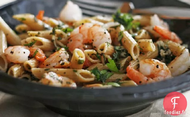 Pâtes de Blé entier aux Crevettes et aux Herbes