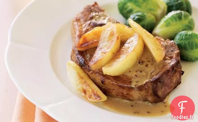 Côtelettes de Porc Saumurées au Cidre et Pommes Sautées