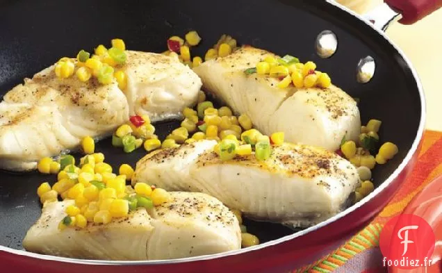 Poisson à la poêle avec Relish de maïs Rapide