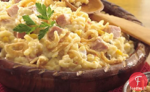 Crème Sure à la Mijoteuse et Hachis Festonné à l'Oignon avec Jambon
