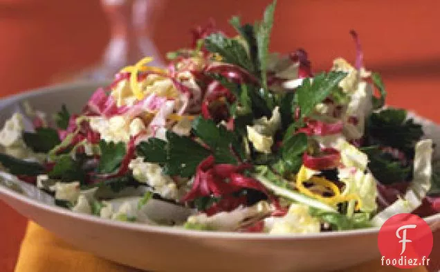 Salade de Persil, Radicchio et Chou Napa avec Vinaigrette au Citron