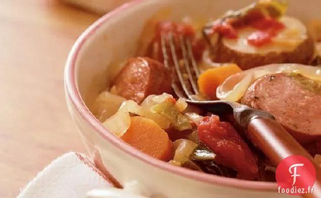 Cocotte de Saucisses et Légumes de Récolte à la Mijoteuse