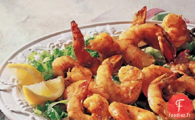 Crevettes Brochettes Grillées avec Glaçage Abricot-Curry