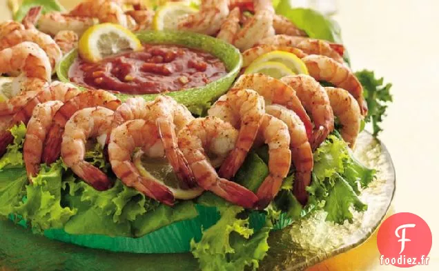 Couronne de Crevettes des Fêtes avec Trempette Cocktail