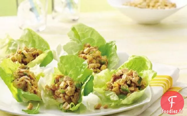 Tasses de Laitue Salade de Poulet Asiatique
