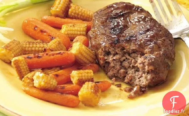 Pain de Viande Teriyaki Grillé et Paquets de Légumes