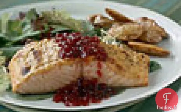Saumon Rôti à la Moutarde et Sauce aux Airelles