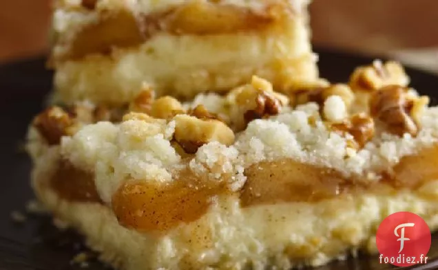 Barres de Gâteau au fromage Streusel aux Pommes Sans Gluten