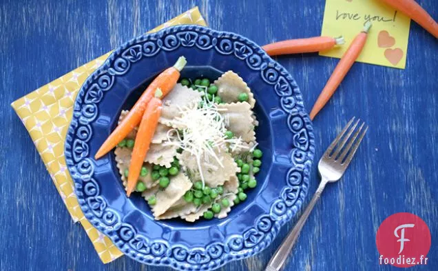 Raviolis Et Petits Pois Dans Une Sauce Citron-beurre