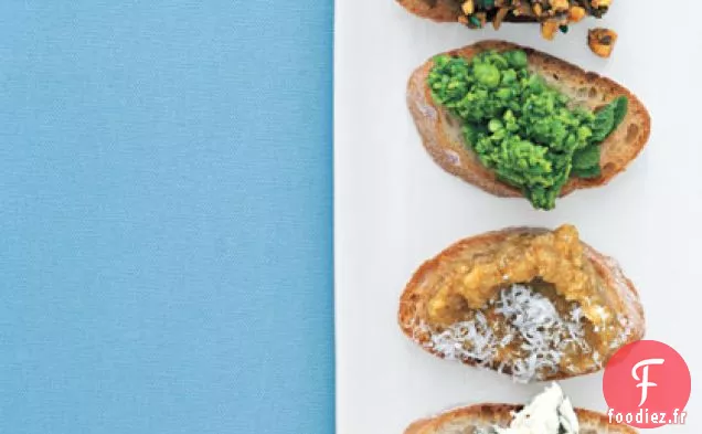 Petits Pois écrasés à la Bruschetta à la Menthe