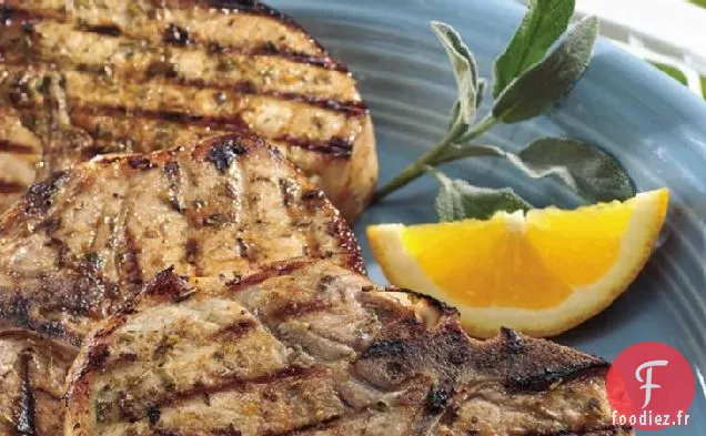 Côtelettes de Porc Saumurées à l'Orange et Frottées aux Herbes