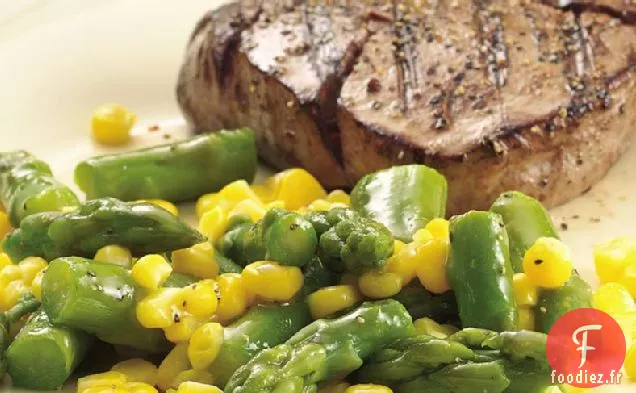 Asperges et Maïs Sans Gluten avec Glaçage à la Moutarde au Miel