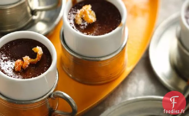 Pots de Crème au Yogourt au Chocolat avec Zeste d'Orange Confite
