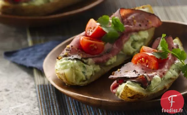 Canapés de Boeuf Peaux de Pommes de Terre au Yogourt Aïoli à l'Avocat