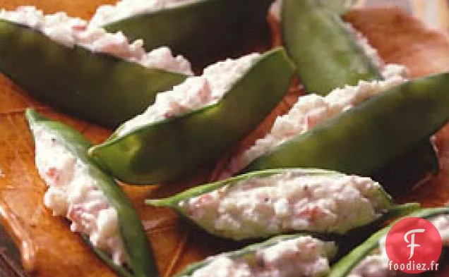 Gousses de pois farcies au crabe