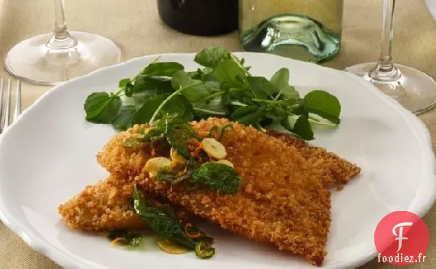 Sole Petrale en Croûte de Panko au Basilic, Ail et Orange