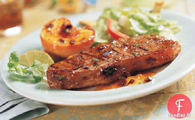 Steaks en Lamelles avec Glaçage Chipotle-Pêche