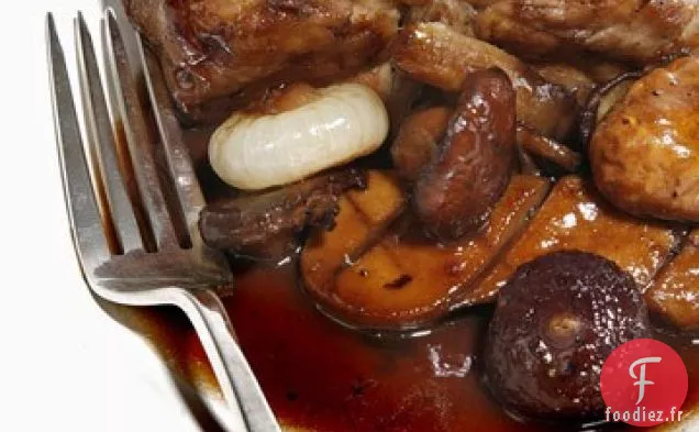 Lotte Braisée aux Champignons Sauvages et Oignons Cipollini