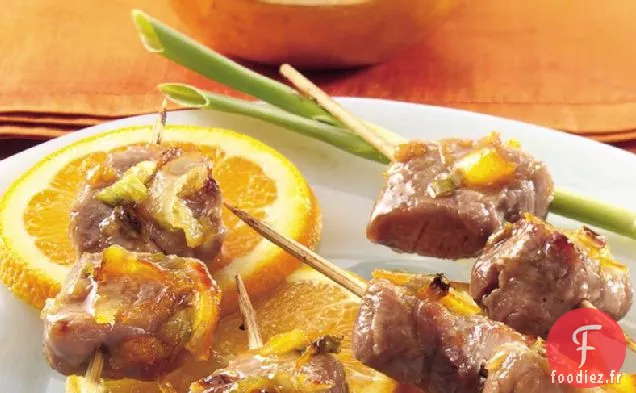 Brochettes de Porc Au Gingembre Et à l'Orange