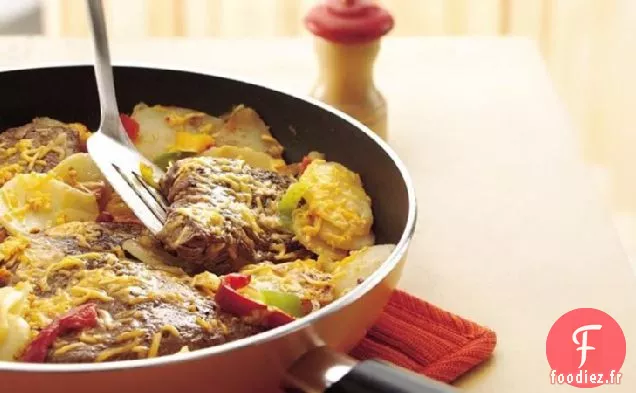 Steak au Fromage et Poêle à Pommes de Terre