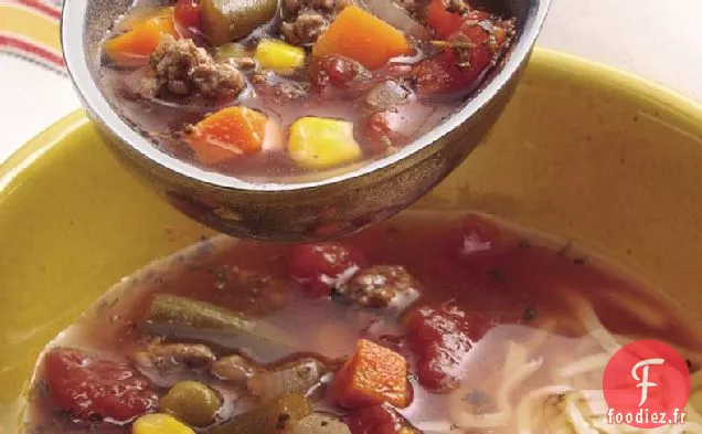 Soupe de Bœuf et de Légumes à la Mozzarella