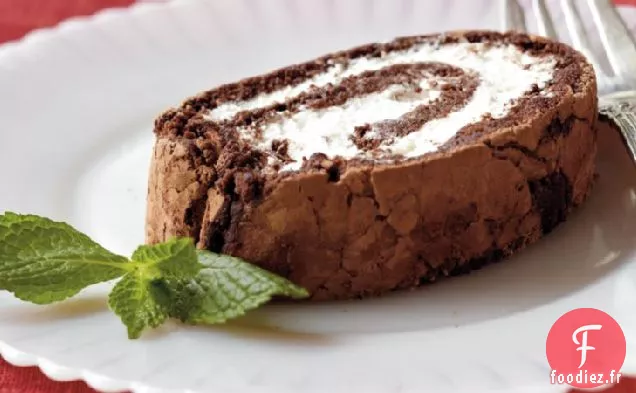 Rouleau de Gâteau à la Menthe et au Chocolat