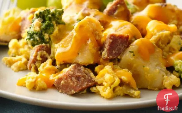 Brouillade de Brocoli, Pommes de Terre et Chorizo