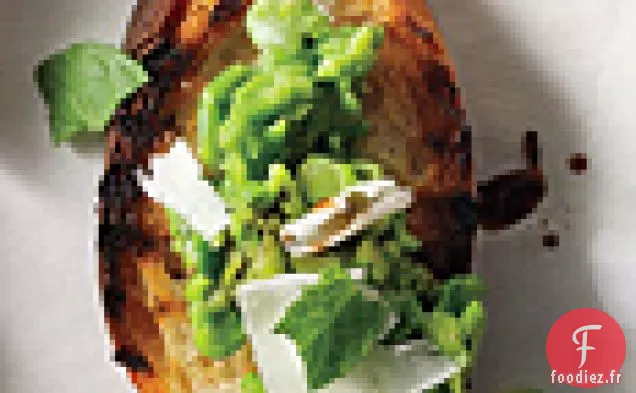 Crostini Pois, Menthe et Parmesan