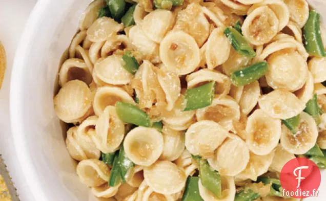 Orecchiette Aux Oignons Caramélisés, Petits Pois Sucrés Et Ricot