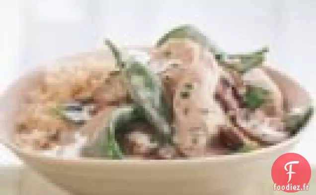 Pois Mange-tout et Poulet au Curry Vert