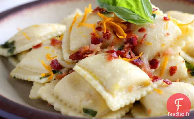 Raviolis de Courge Musquée à l'Huile de Prosciutto à l'Orange