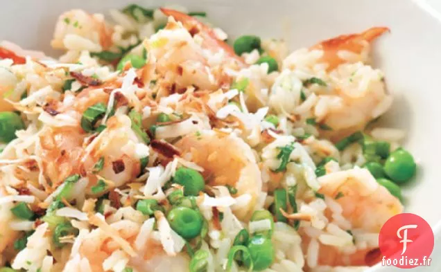 Salade De Crevettes, Pois Et Riz Avec Vinaigrette Au Chutney De Mangue