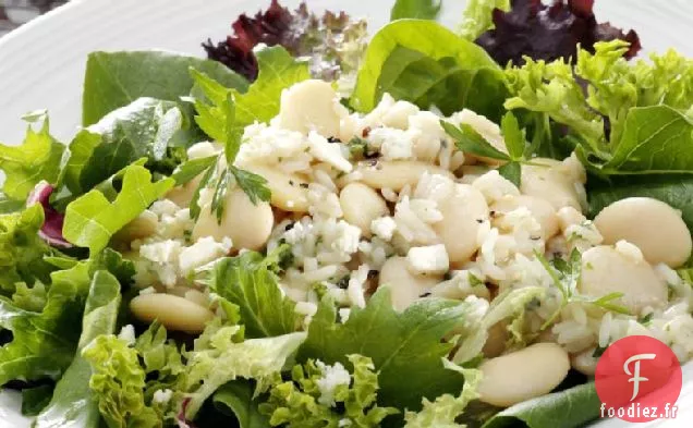 Haricots Élégants Et Riz Sur Les Légumes Verts