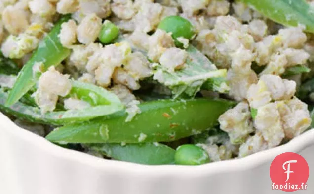 Salade D'Orge À L'Ail Vert Et Petits Pois
