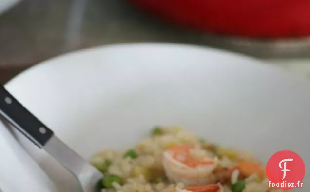 Risotto Aux Crevettes Aux Petits Pois Et Poireaux