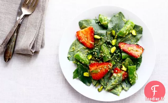 Salade De Pois Verts + Snap Fava Avec Vinaigrette Crémeuse À L'Avocat