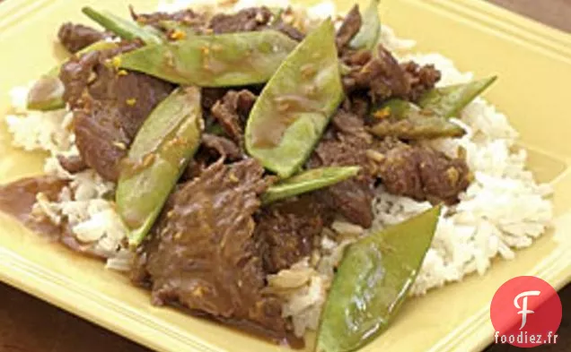 Boeuf à l'Orange Sauté et Pois Mange-tout