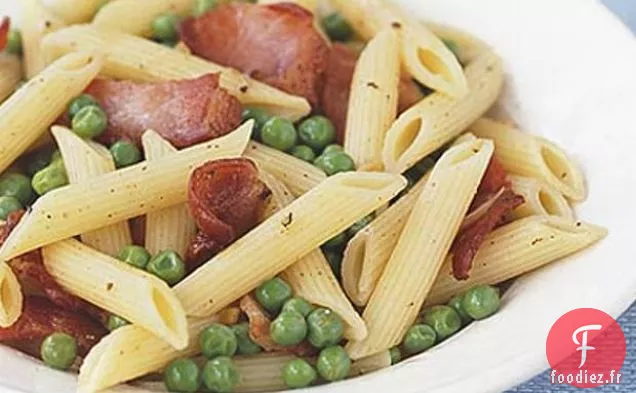 Penne au Bacon et Pois