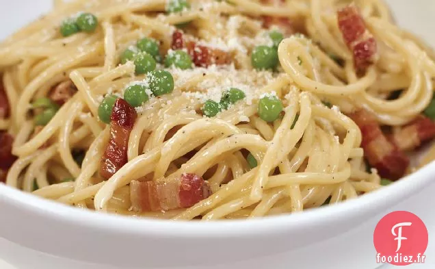 Spaghetti Carbonara aux Petits Pois
