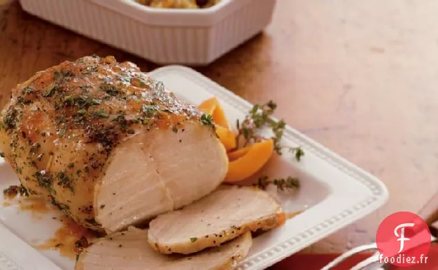 Rôti de Porc Glacé à l'Abricot et Farce à la Mijoteuse