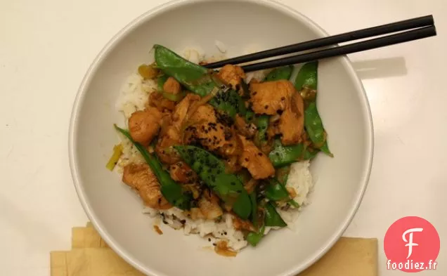 Sauté De Poulet Et Poireaux Aux Pois De Neige