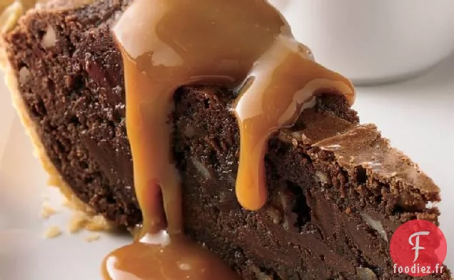 Tarte au Brownie Fudgy avec Sauce au Caramel